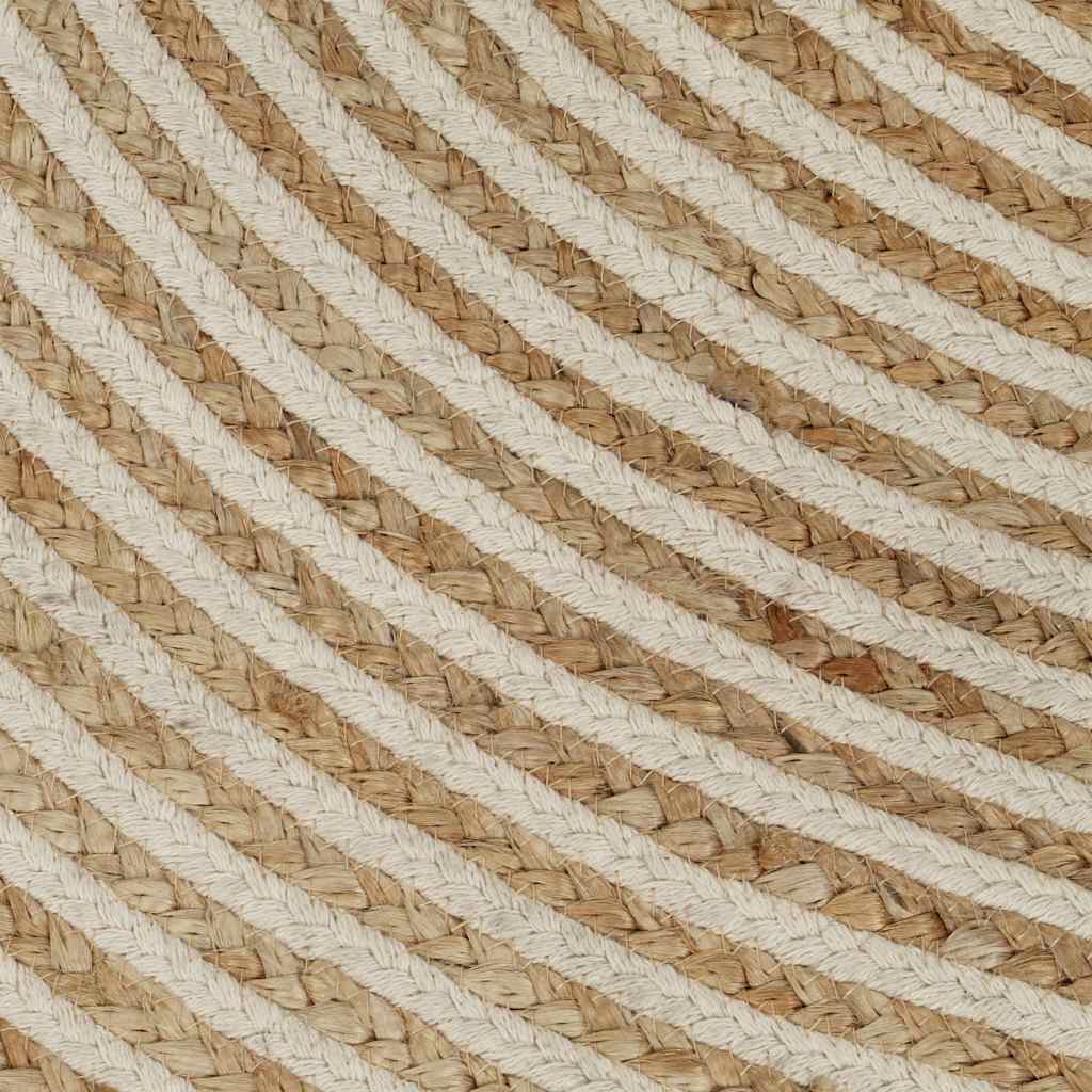 Kézzel font jutaszőnyeg fehér spirális dizájnnal 150 cm 5
