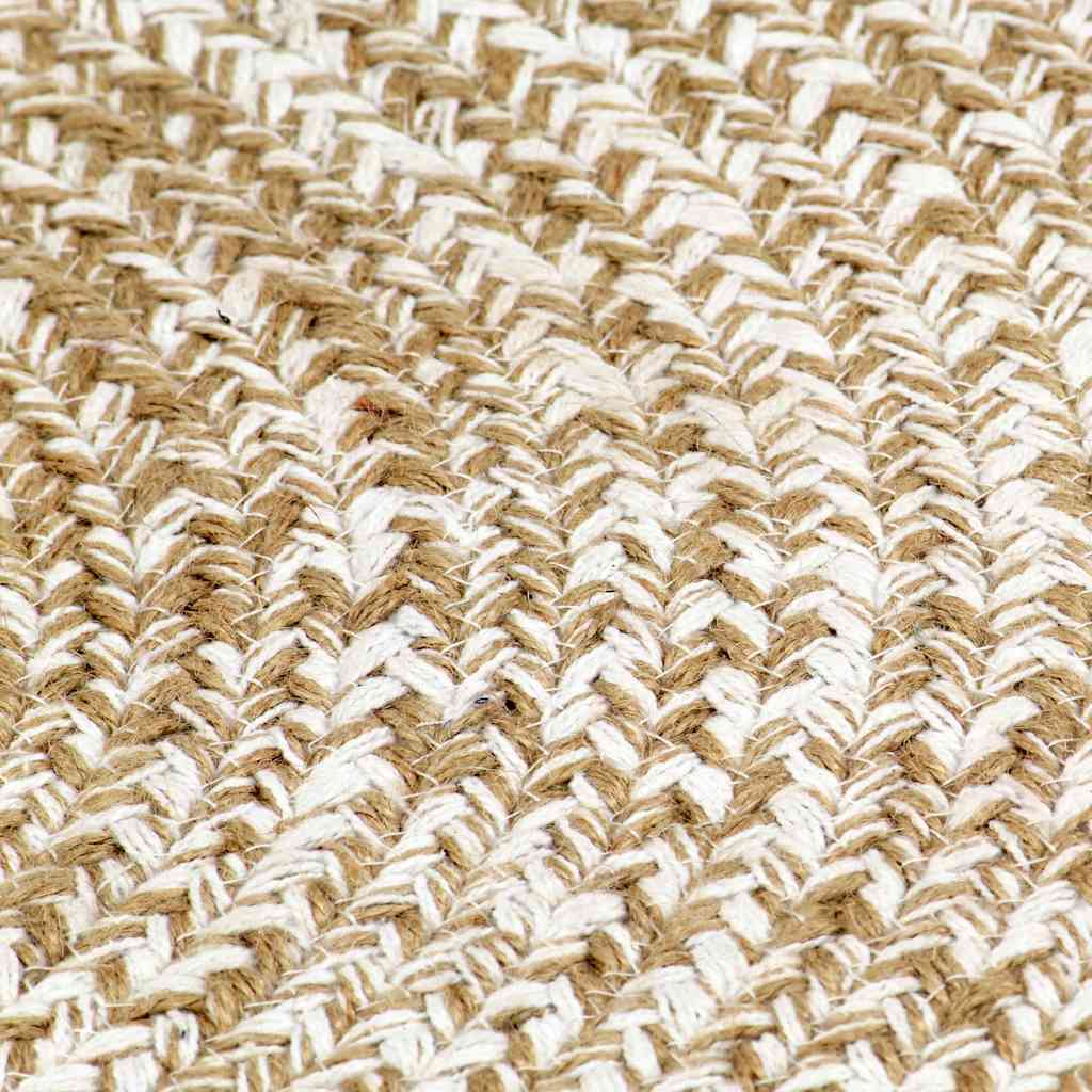 Fehér és természetes színű kézzel font jutaszőnyeg 90 cm 4