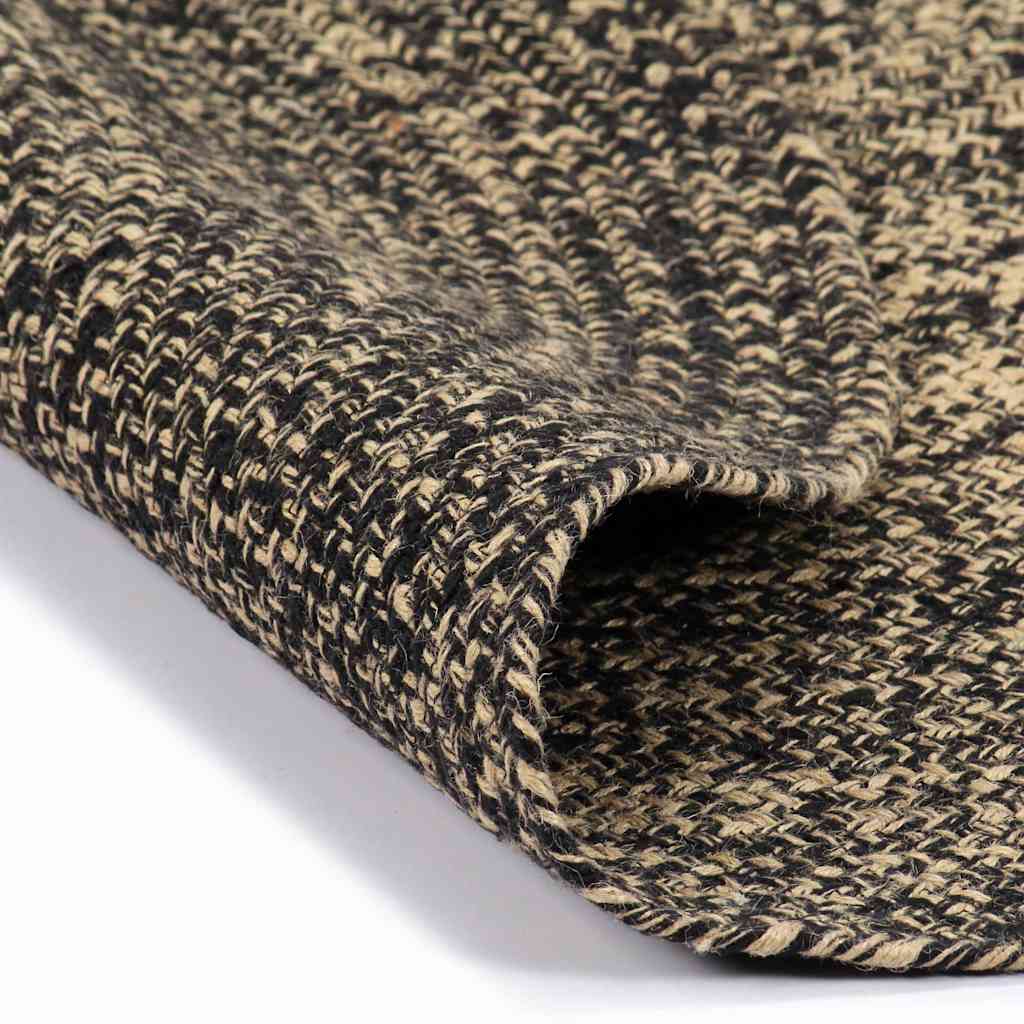 Fekete és természetes színű kézzel font jutaszőnyeg 120 cm 2