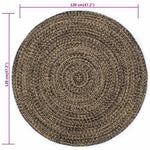 Fekete és természetes színű kézzel font jutaszőnyeg 120 cm 5