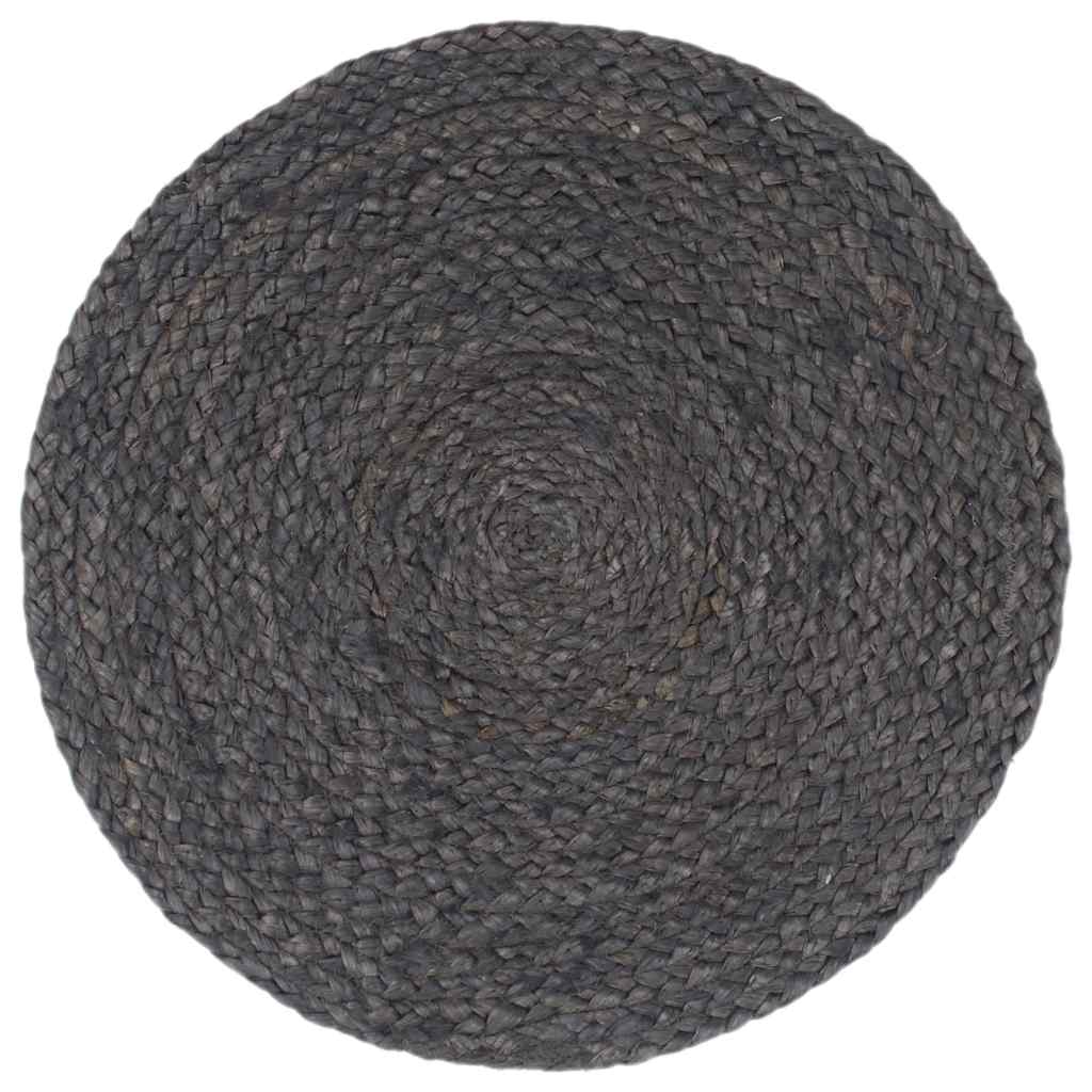 4 db sima sötétszürke kerek jutaalátét 38 cm 2