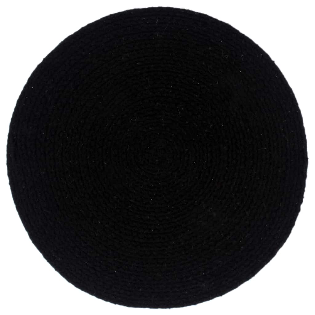 6 db sima fekete kerek pamutalátét 38 cm 2