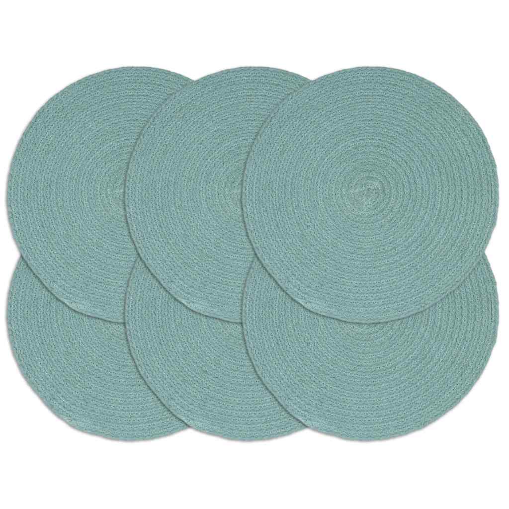 6 db sima zöld kerek pamutalátét 38 cm