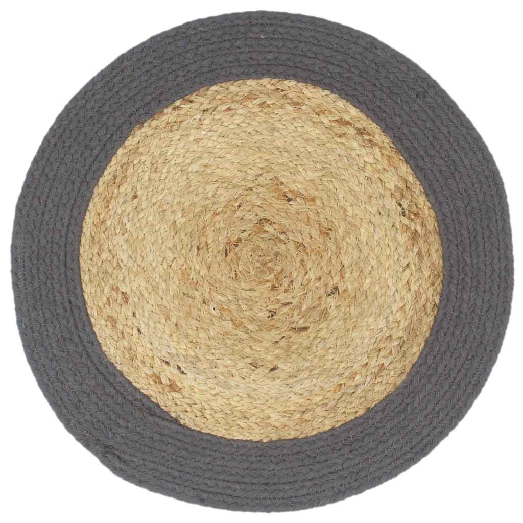 4 db természetes és antracitszürke juta-pamut alátét 38 cm 2