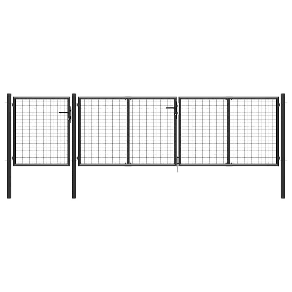 Antracit színű acél kerti kapu 400 x 100 cm