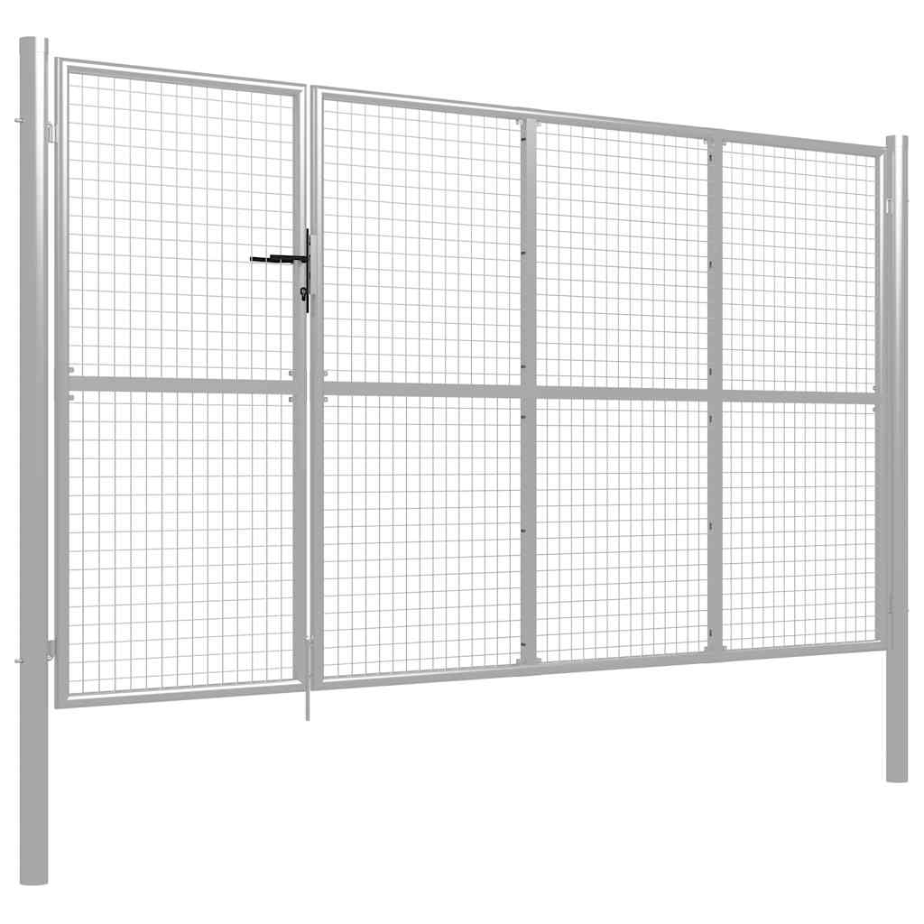 Ezüstszínű acél kertkapu 350 x 150 cm 2