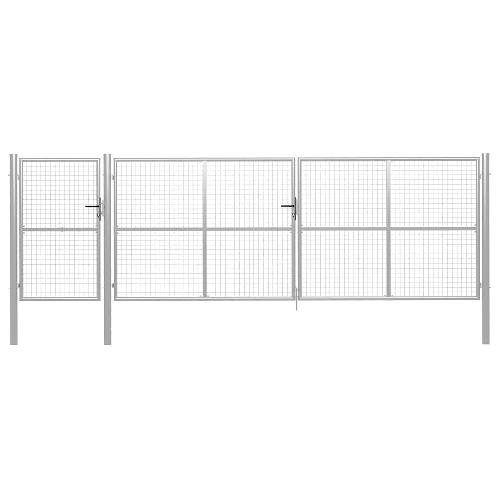 Ezüst színű acél kerti kapu 500 x 150 cm