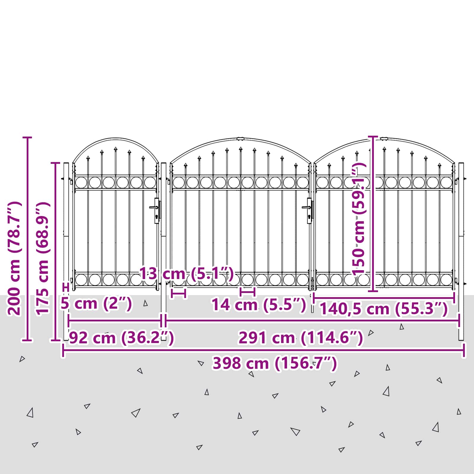 vidaXL Kerti Kapu Íves Födelével ASSEN 200 x 400 cm Acél (5)
