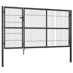 Antracitszürke acél kertkapu póznákkal 350 x 140 cm 2