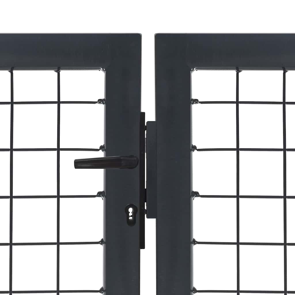 Antracitszürke acél kertkapu póznákkal 350 x 140 cm 3