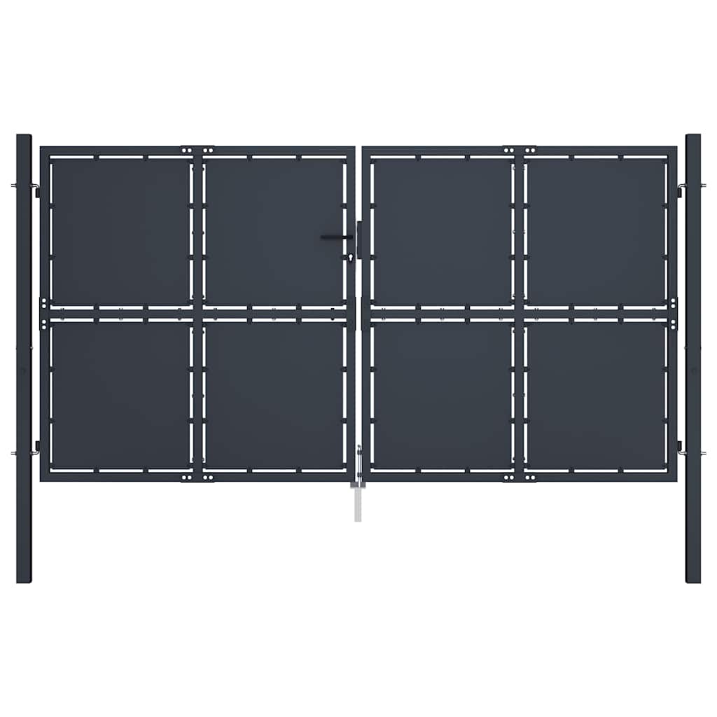 Antracit színű acél kerti kapu 300 x 175 cm