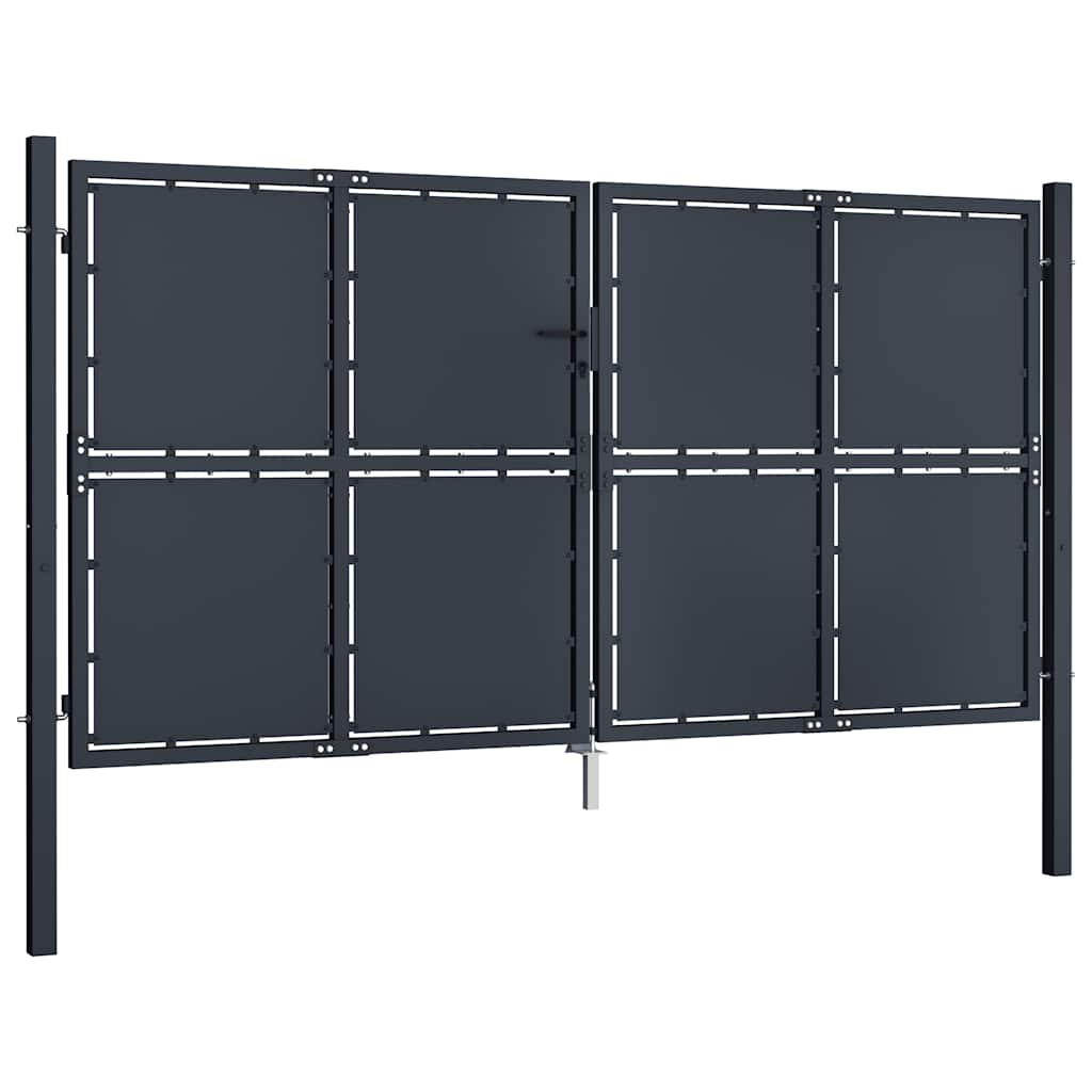 Antracit színű acél kerti kapu 300 x 175 cm 2