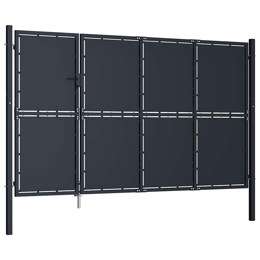 Antracit színű acél kerti kapu 350 x 200 cm 2