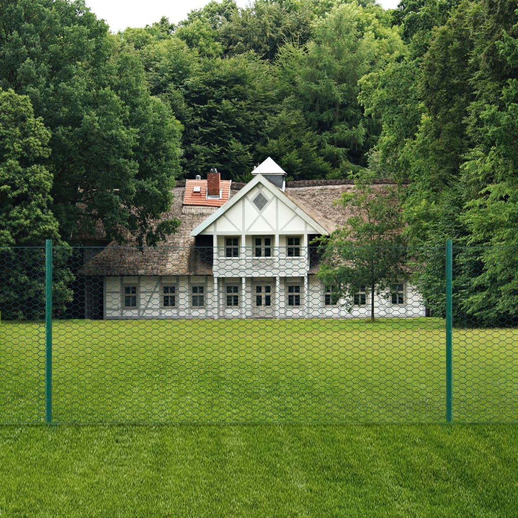 Zöld acél drótkerítés tartóoszlopokkal 25 x 0,75 m 2