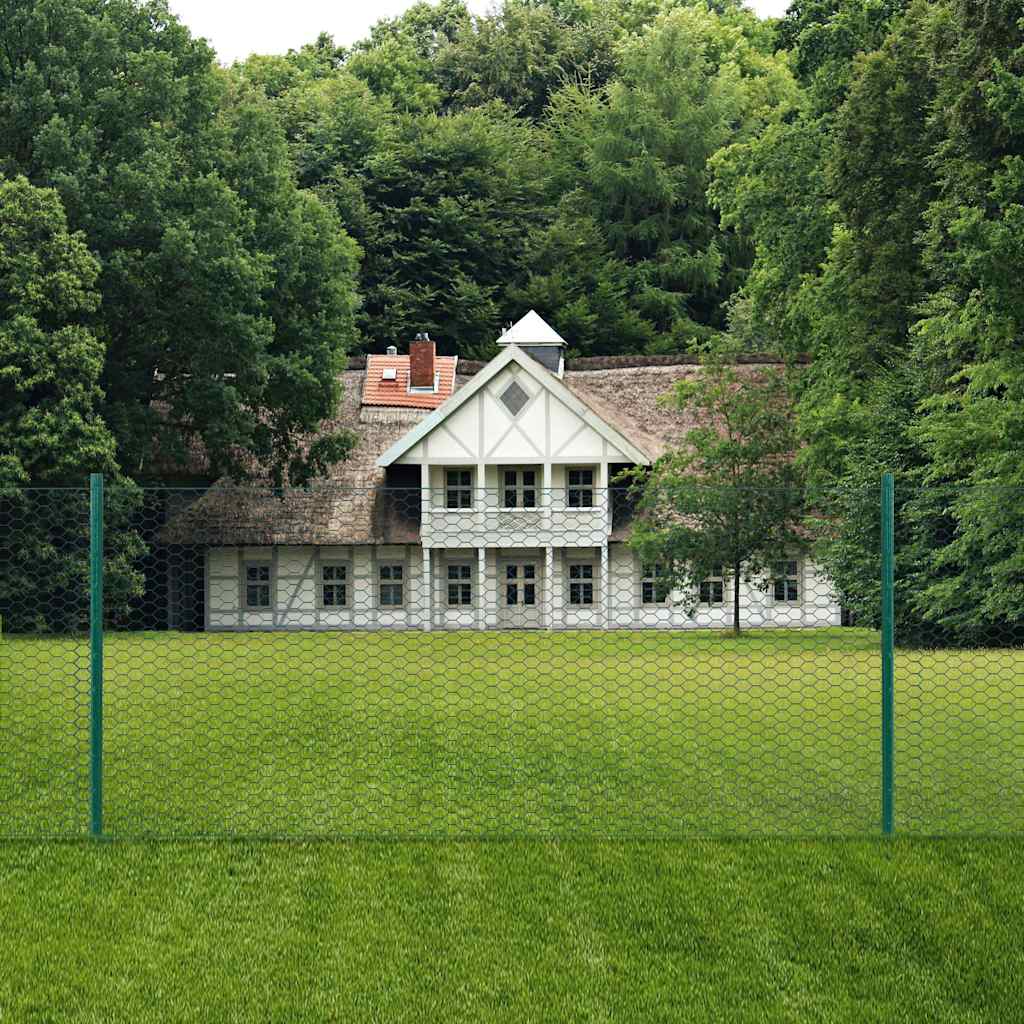 Zöld acél drótkerítés tartóoszlopokkal 25 x 1 m 2