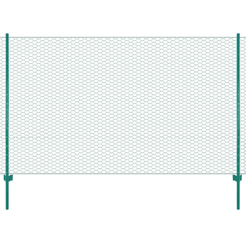 Zöld acél drótkerítés tartóoszlopokkal 25 x 1,5 m
