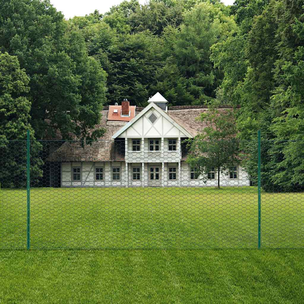 Zöld acél drótkerítés tartóoszlopokkal 25 x 1,5 m 2