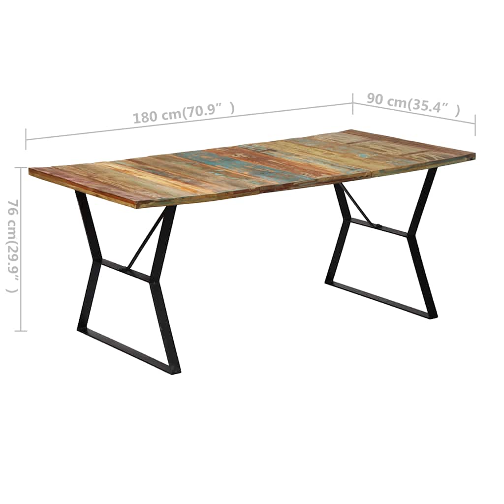 Tömör újrahasznosított fa étkezőasztal 180 x 90 x 76 cm 6