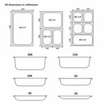 4 db rozsdamentes acél Gasztronorm edény GN 1/1 40 mm 9
