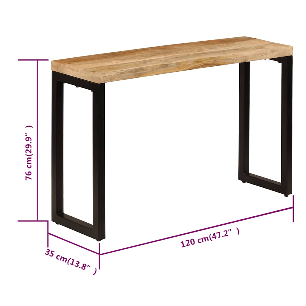 Tömör mangófa és acél120 x 35 x 76 cm 9
