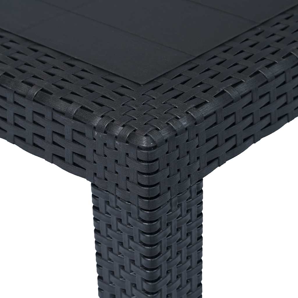 Antracit rattan hatású műanyag kerti asztal 220 x 90 x 72 cm 3