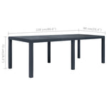 Antracit rattan hatású műanyag kerti asztal 220 x 90 x 72 cm 5