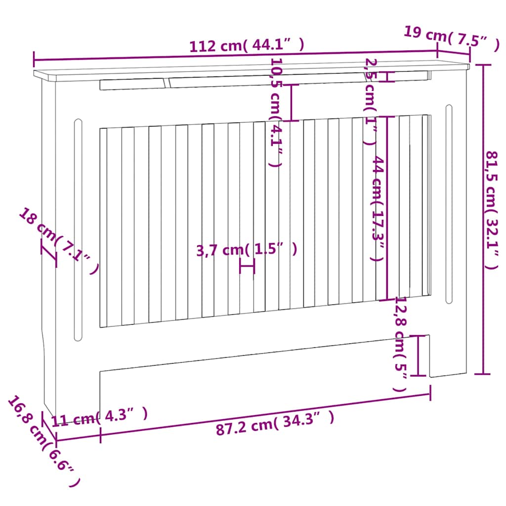 2 db fehér szerelt fa radiátorburkolat 112 cm 4