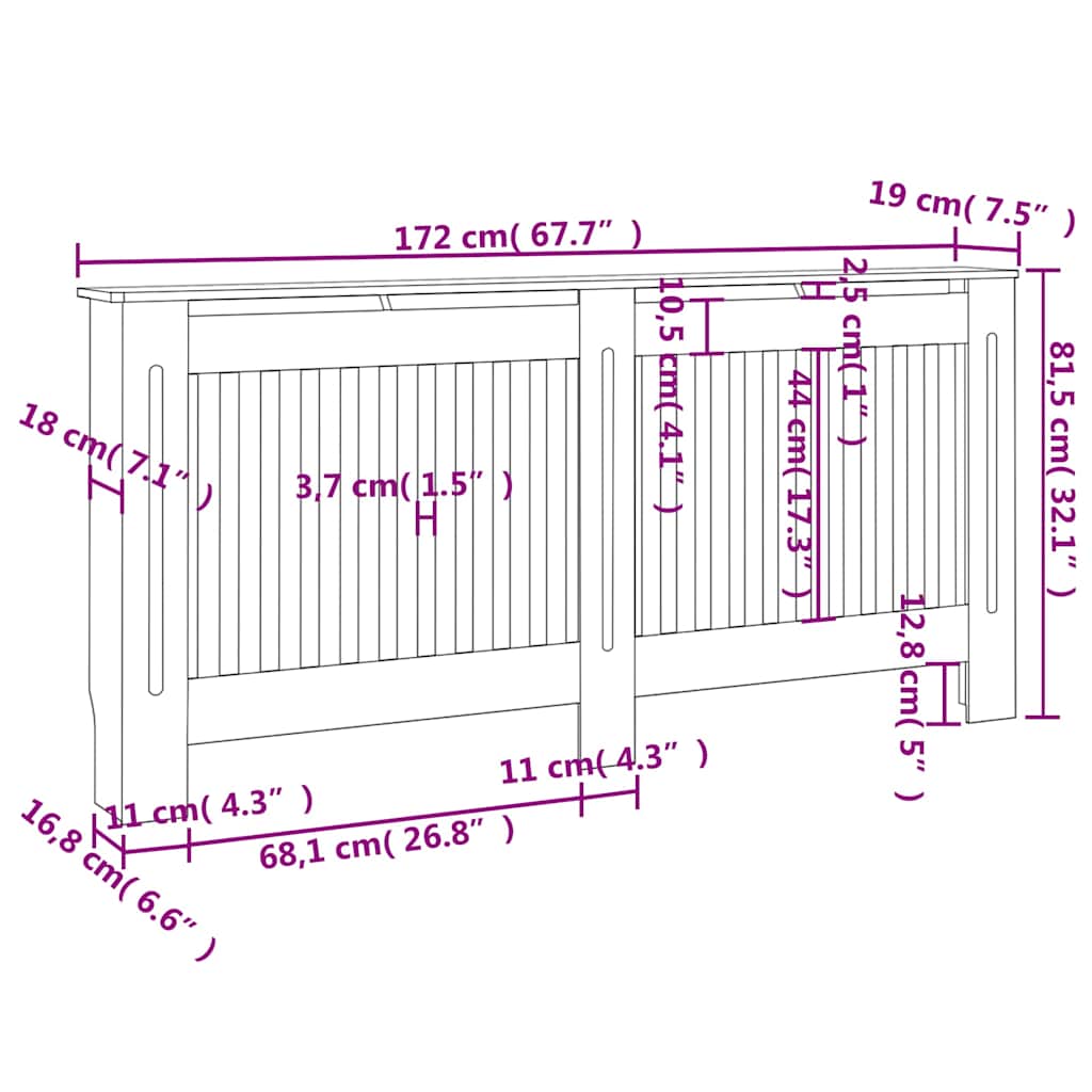 2 db fehér szerelt fa radiátorburkolat 172 cm 4