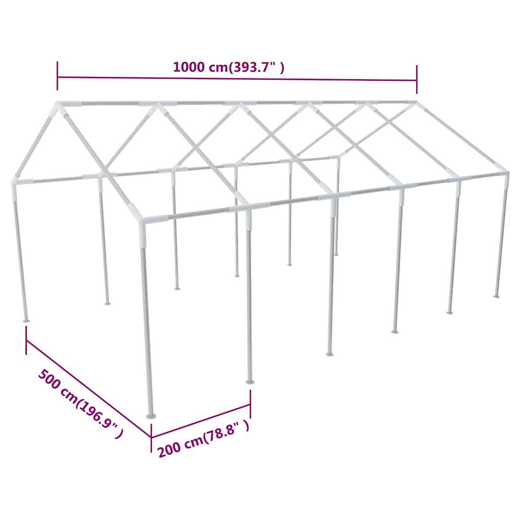 Acélváz partisátorhoz 10 x 5 m 3