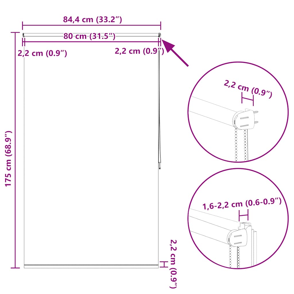 Sötétítő roló 84,4 x 175 cm, szövetszélesség 80 cm, tengerészkék 18