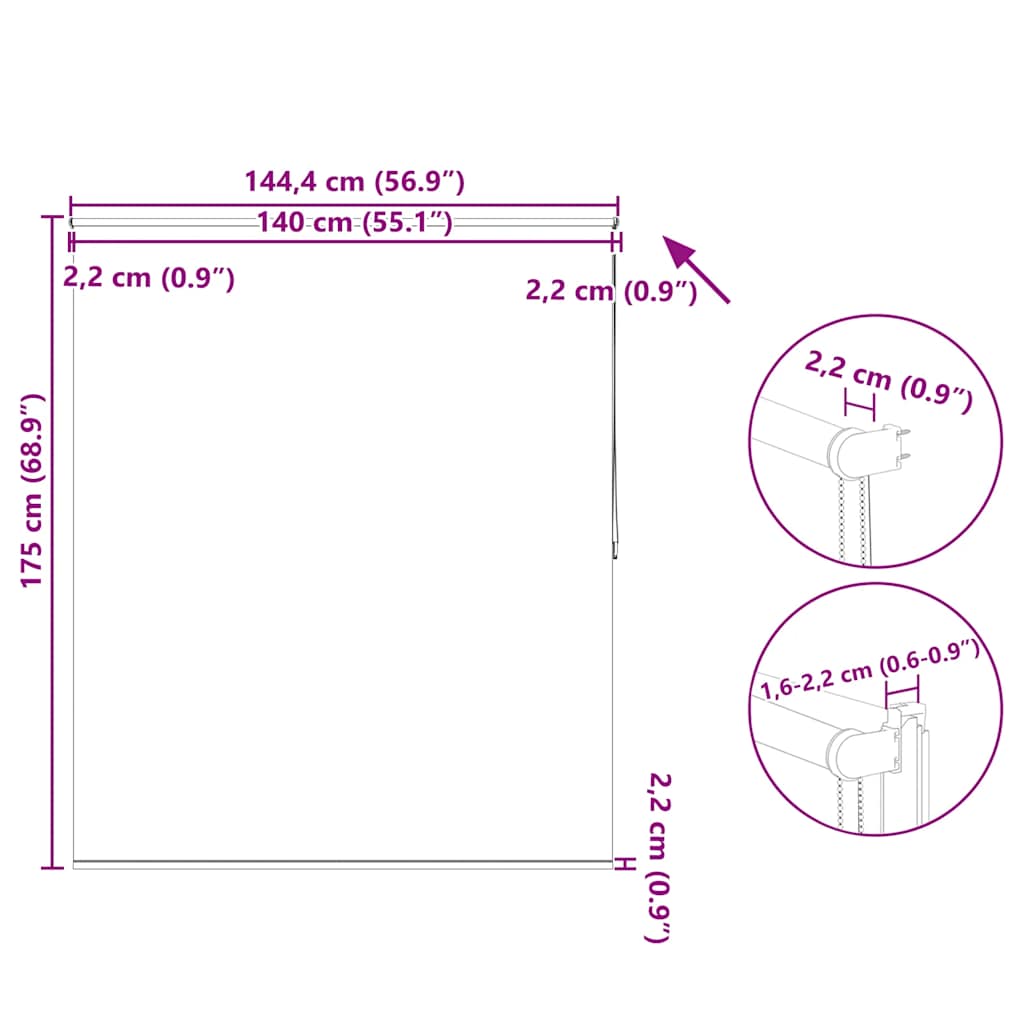 Sötétítő roló 144,4 x 175 cm, szövetszélesség 140 cm, kávébarna 18