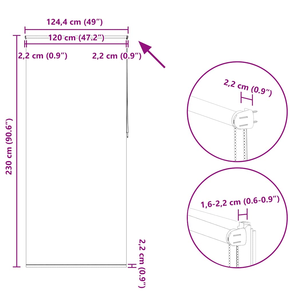 Sötétítő roló 124,4 x 230 cm, szövetszélesség 120 cm, tengerészkék 18
