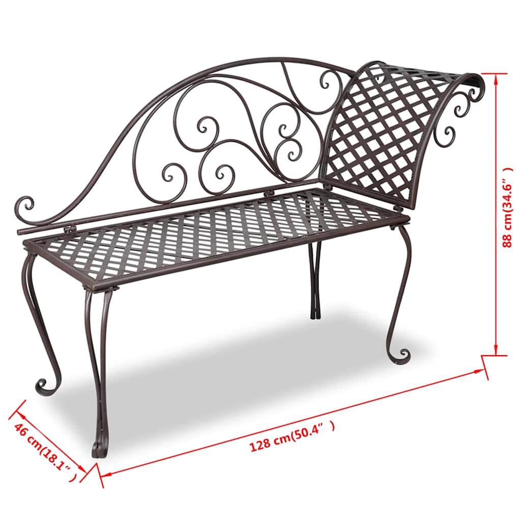 Barna antik acél kerti pad 128 cm 5