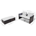 4-részes barna polyrattan kerti bútorszett párnákkal 7