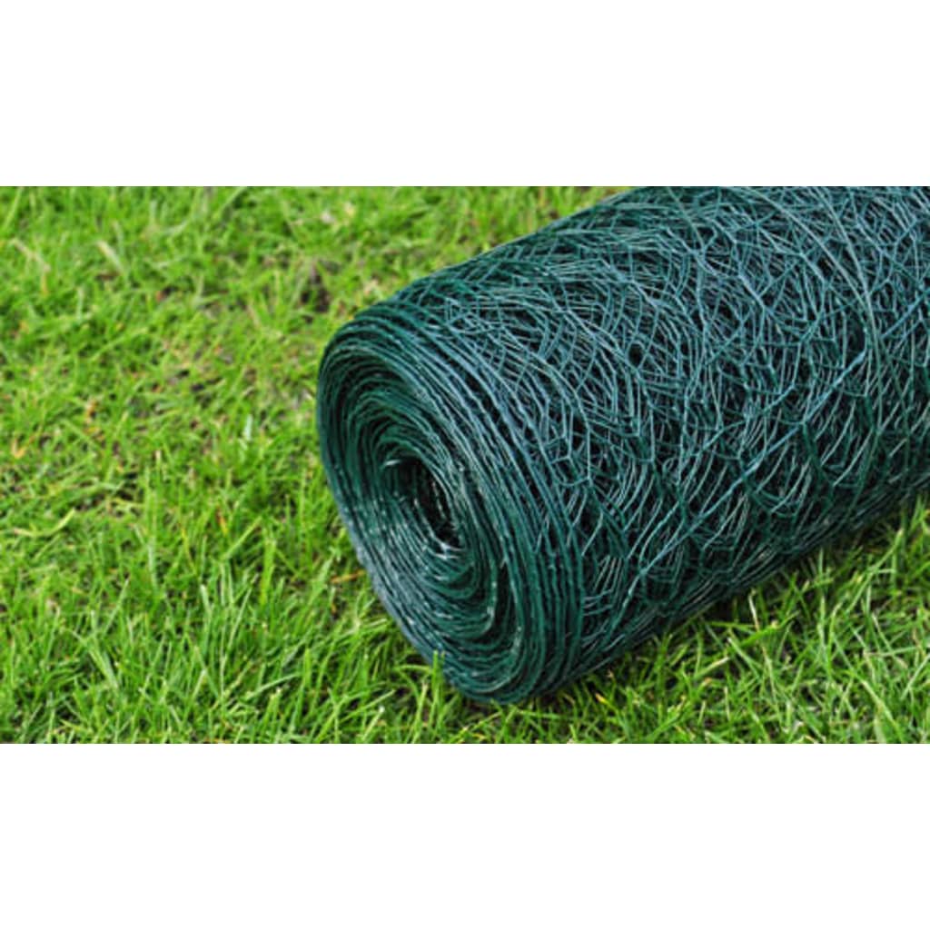 Zöld PVC-bevonatú csirkeháló drótkerítés 25 x 0,5 m 4
