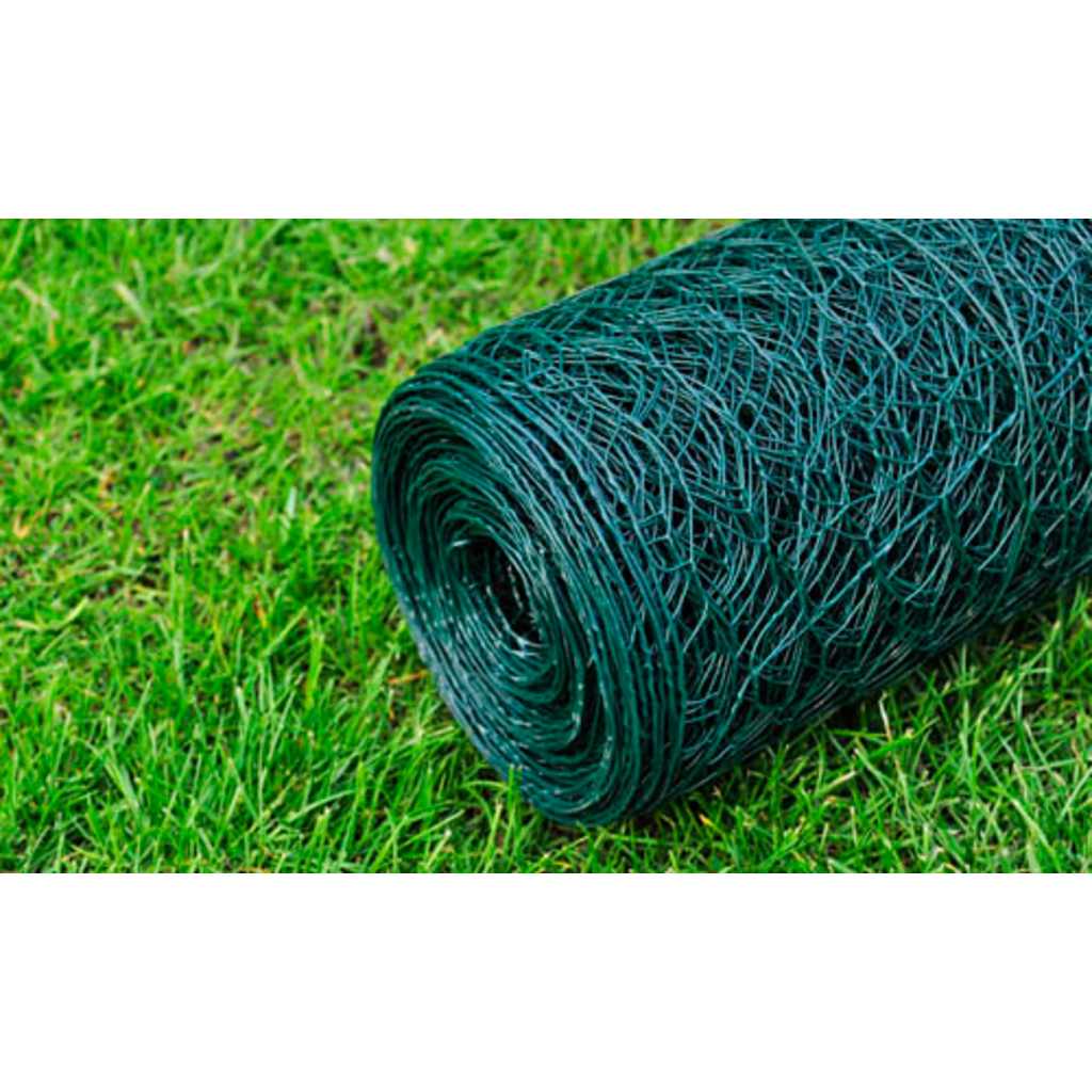 Zöld PVC-bevonatú acél csirkeháló drótkerítés 25 x 1 m 4