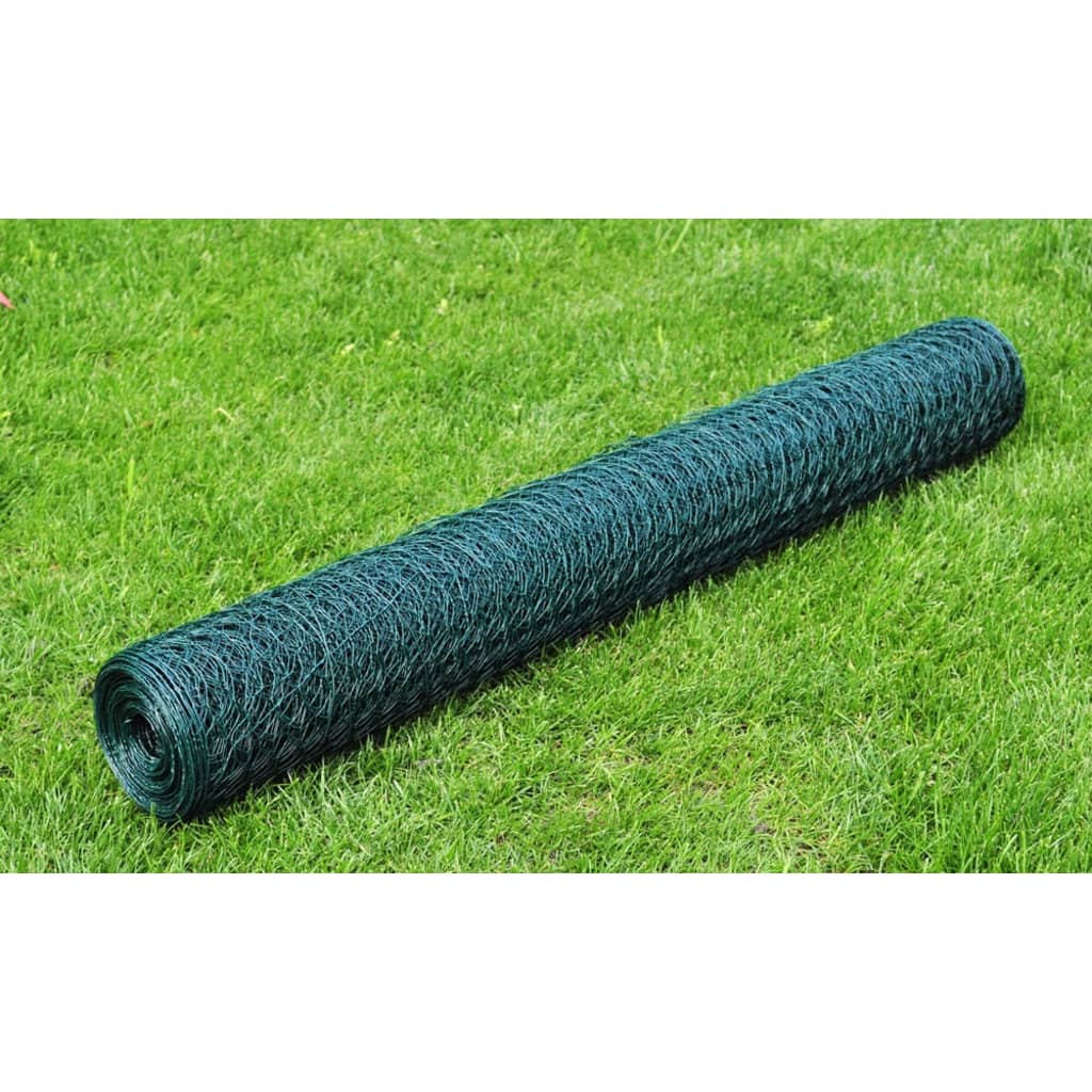 Zöld PVC-bevonatú acél csirkeháló drótkerítés 25 x 1 m