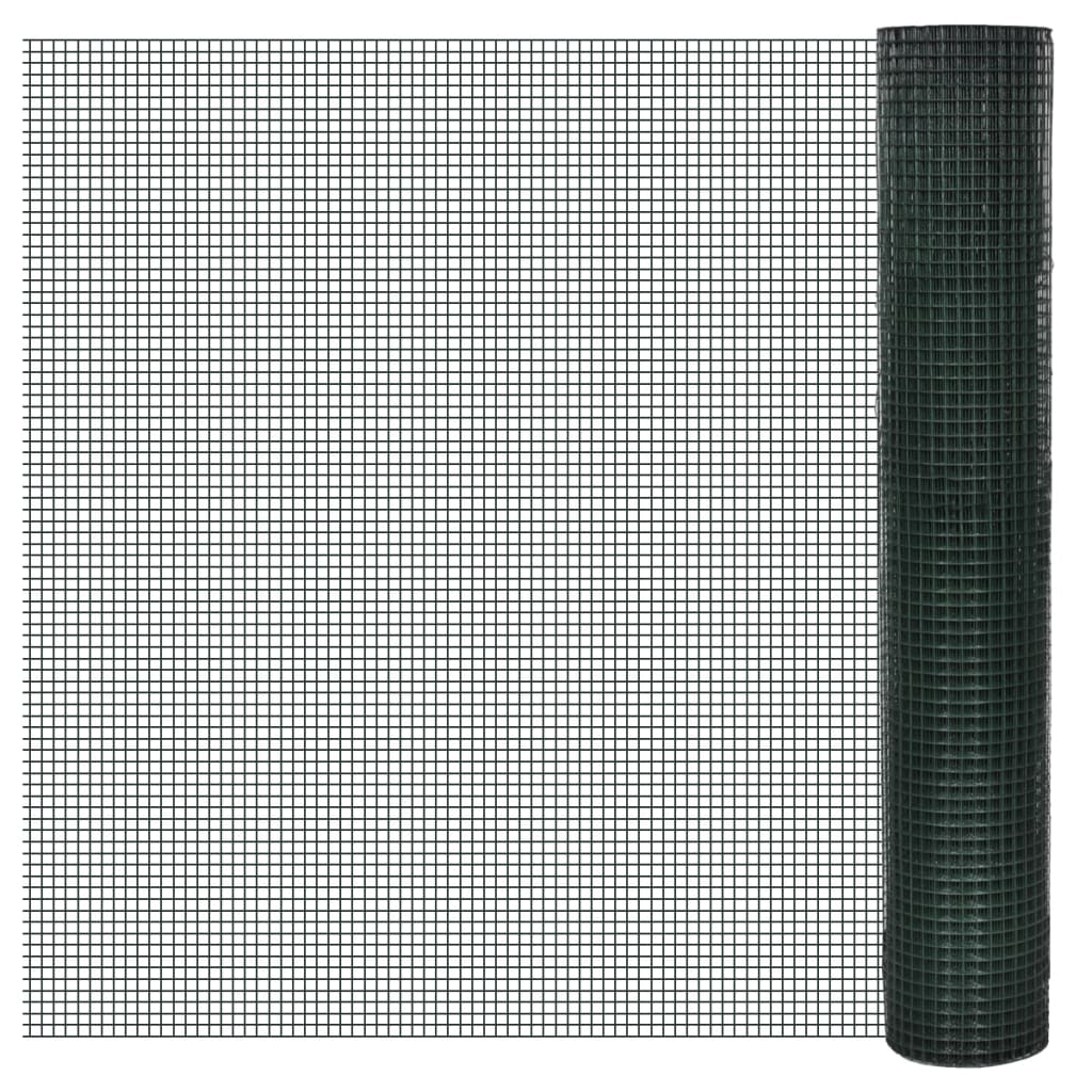Zöld horganyzott csirkeháló drótkerítés PVC bevonattal 25 x 1 m