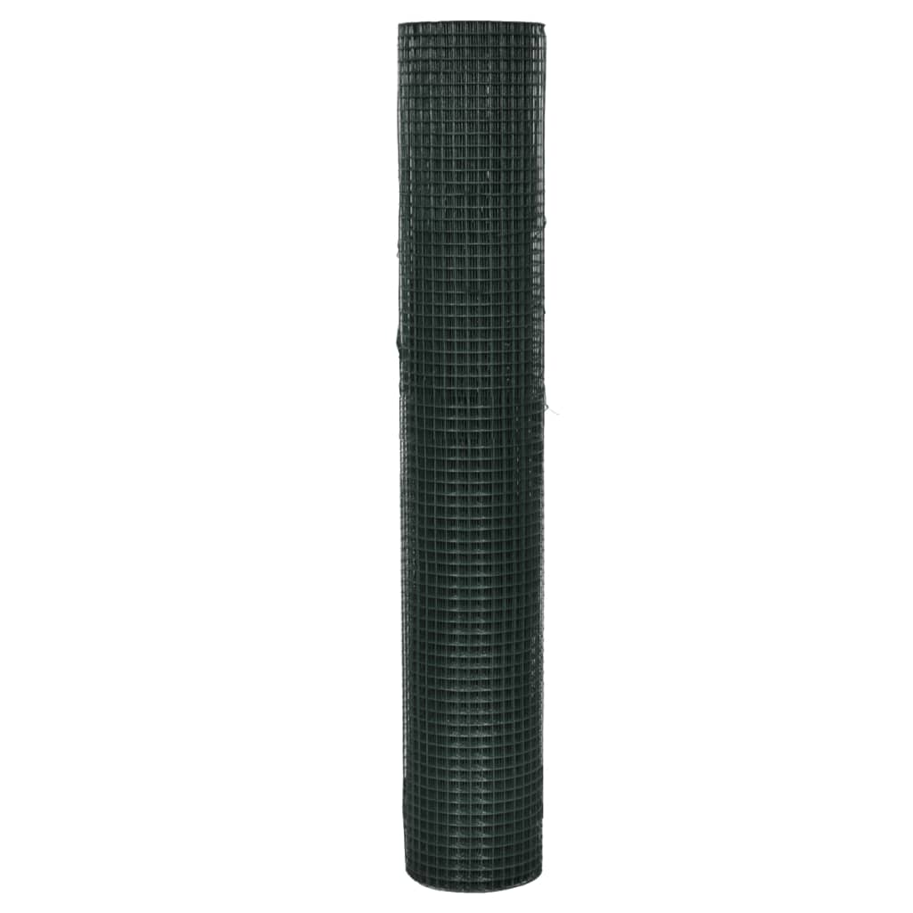 Zöld horganyzott csirkeháló drótkerítés PVC bevonattal 25 x 1 m 2
