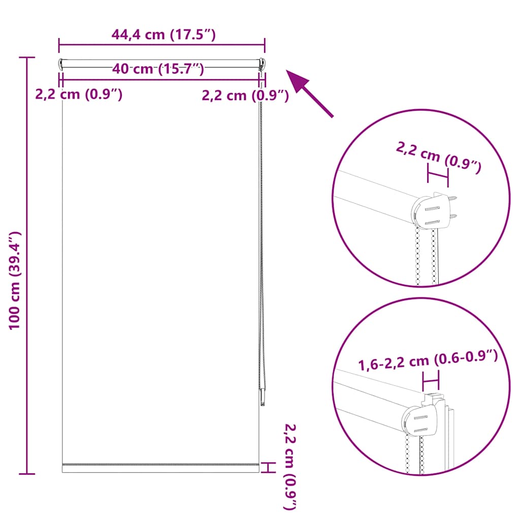 Sötétítő roló, 44,4 x 100 cm, szövetből készült, szélessége 40 cm, fehér 18