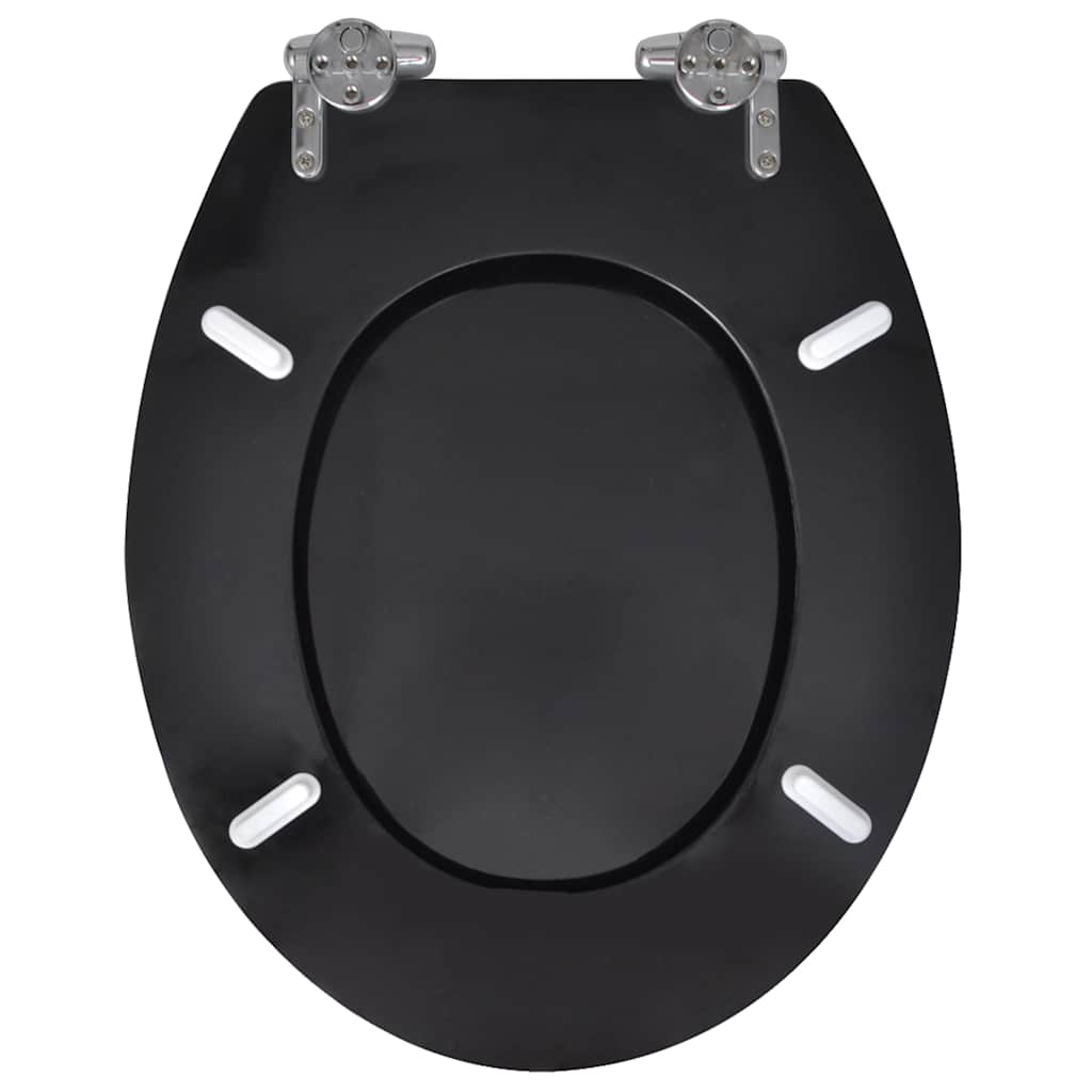 Lassan csukódó egyszerű tervezésű fekete MDF WC-ülőke 5