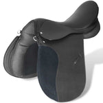 Lovaglás Nyereg Készlet 17,5 "Valódi Bőr Fekete 12 cm 5-az-1- be 3