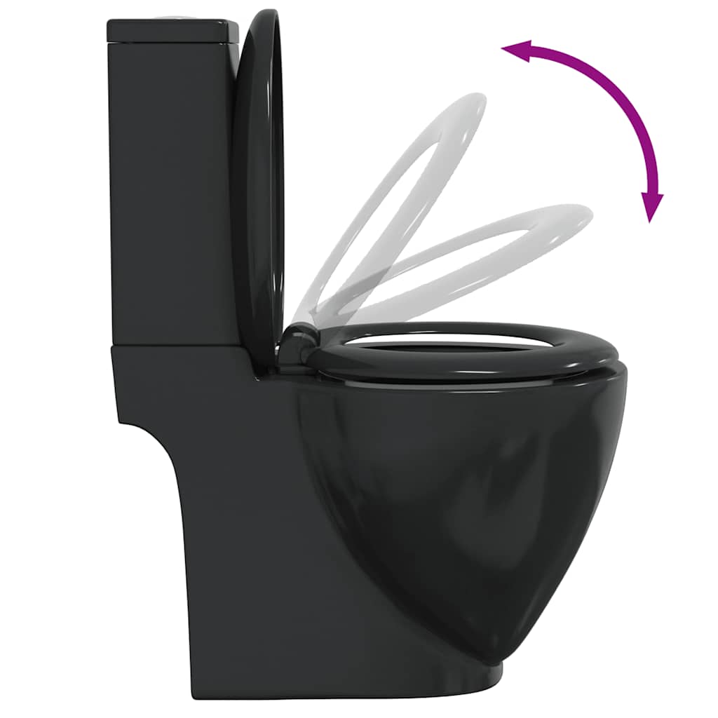 Fekete kerámia fürdőszobai kerek WC 7