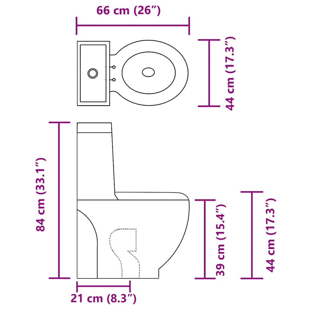 Fekete kerámia fürdőszobai kerek WC 9