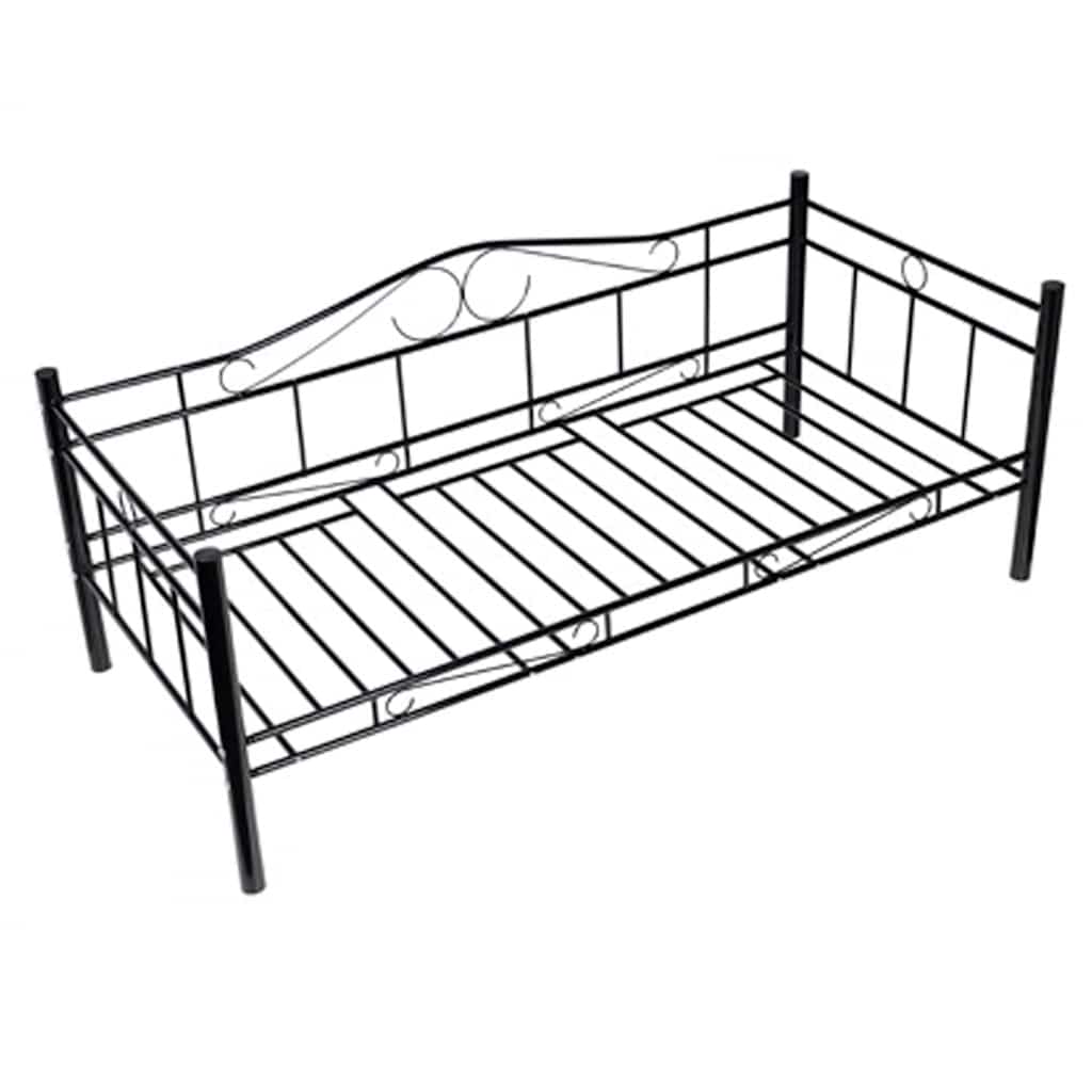 Fekete fém kanapéágy matraccal 90 x 200 cm 5