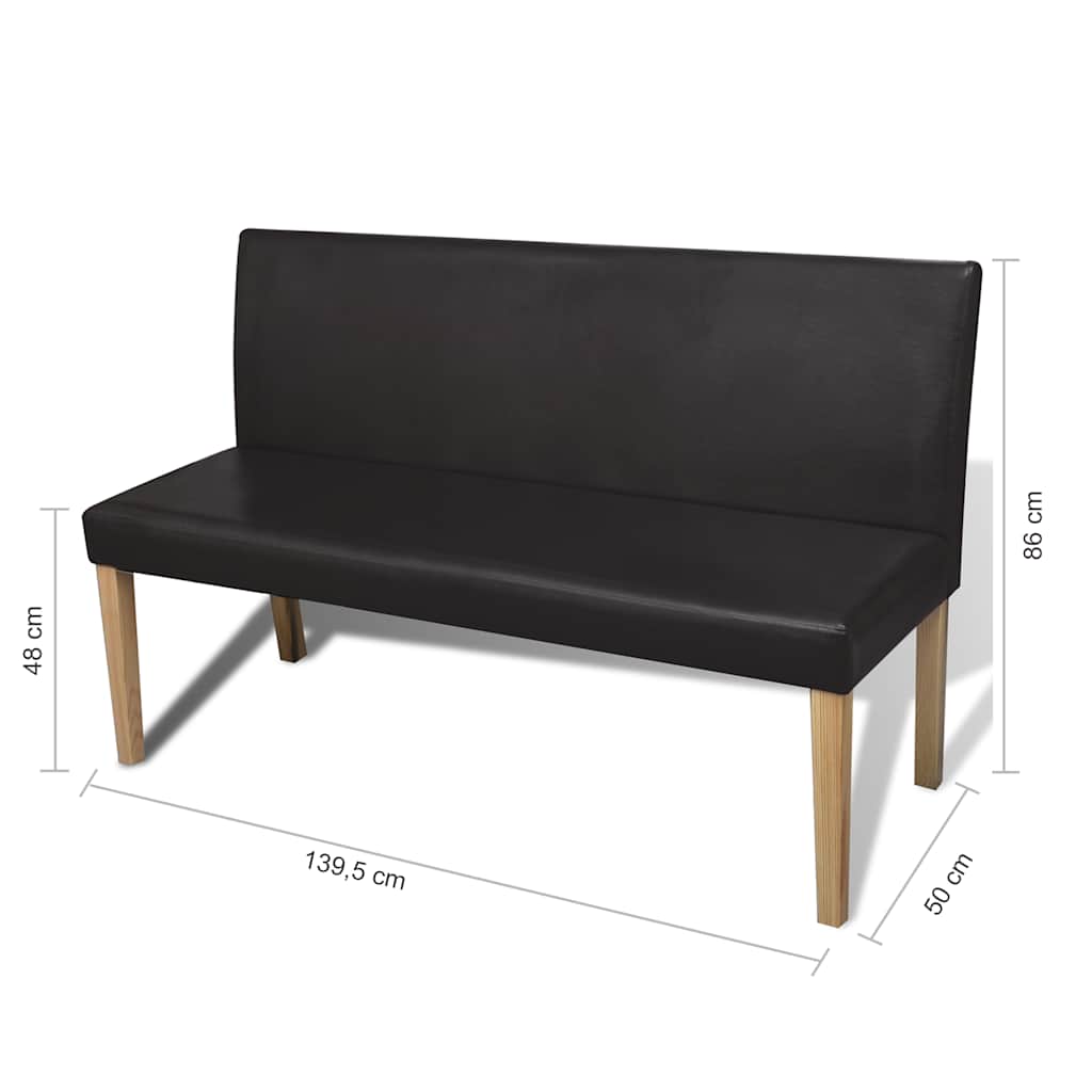Sötétbarna műbőr pad 139,5 cm 6