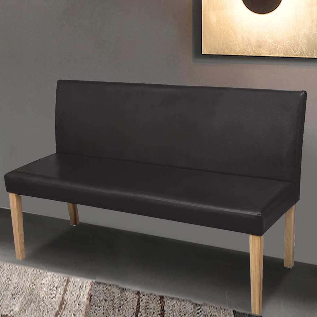 Sötétbarna műbőr pad 139,5 cm
