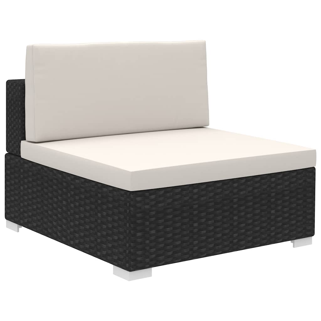 8-részes fekete polyrattan kerti bútorszett párnákkal 3