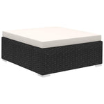 8-részes fekete polyrattan kerti bútorszett párnákkal 5