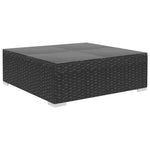 8-részes fekete polyrattan kerti bútorszett párnákkal 6